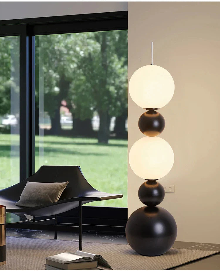 Bauhaus Floor Lamp - Stacking Ball Black Lamp