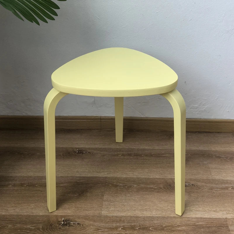 Wooden Triangle Stool - Geometric Natural Wood Furniture