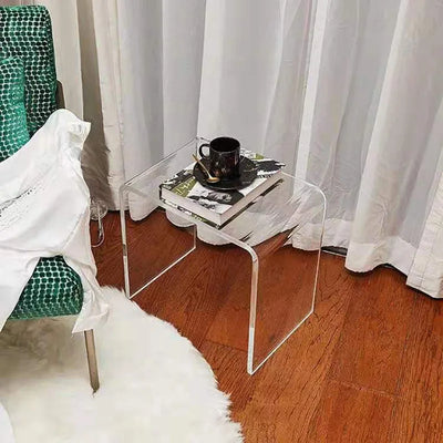 Acrylic Side Table – Transparent Glass Multi-Purpose Table