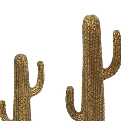 Gold Cactus Sculpture - Polystone Southwest Decor