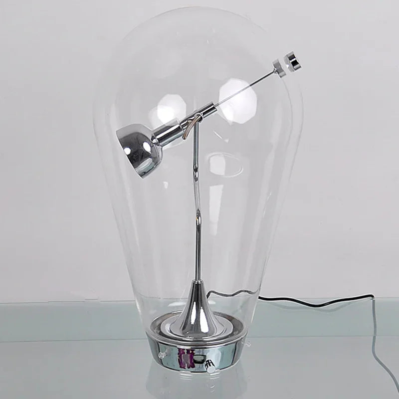 Blown Glass Table Lamp - Chrome Modern Glass Lamp