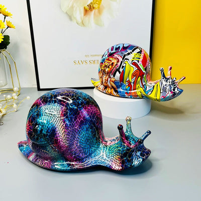 Graffiti Snail Sculpture - Resin Art Figurine