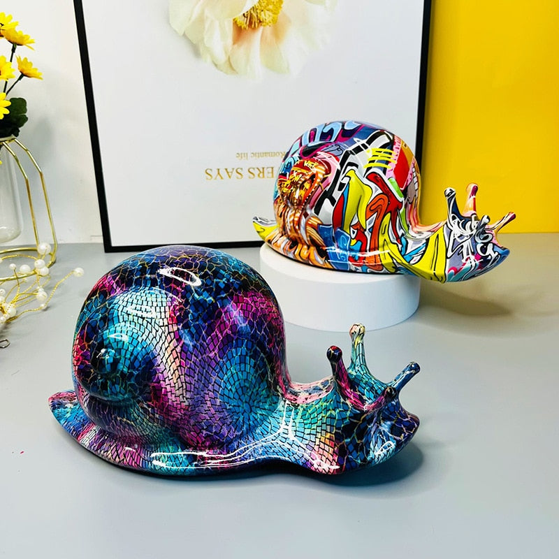 Graffiti Snail Sculpture - Resin Art Figurine