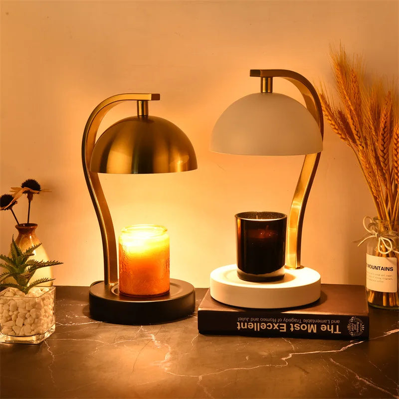 Golden Candle Warmer - Retro Curved Bar Stand Metal Lamp