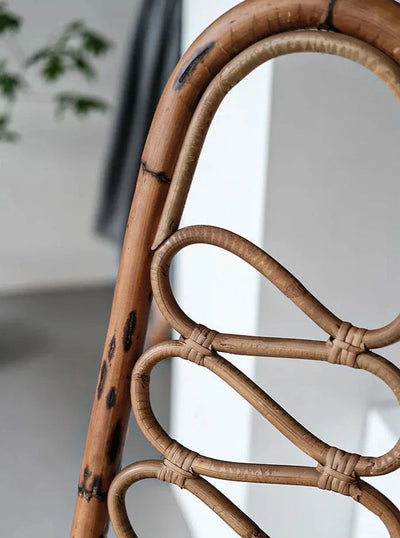 Japanese Rattan Chair – Handcrafted High Back Wood & Rattan Seating