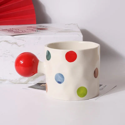 Red Ceramic Mug - 300ml Polka Dot Coffee Cup