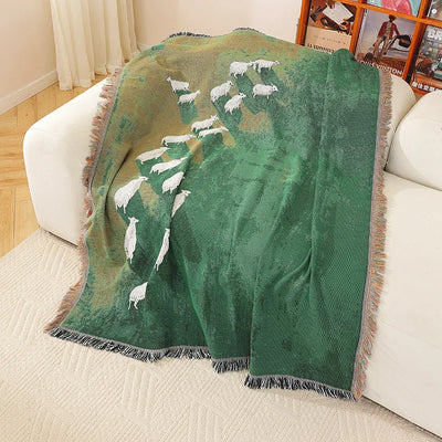 Sheep Throw Blanket - Lightweight Polyester Cotton Blend