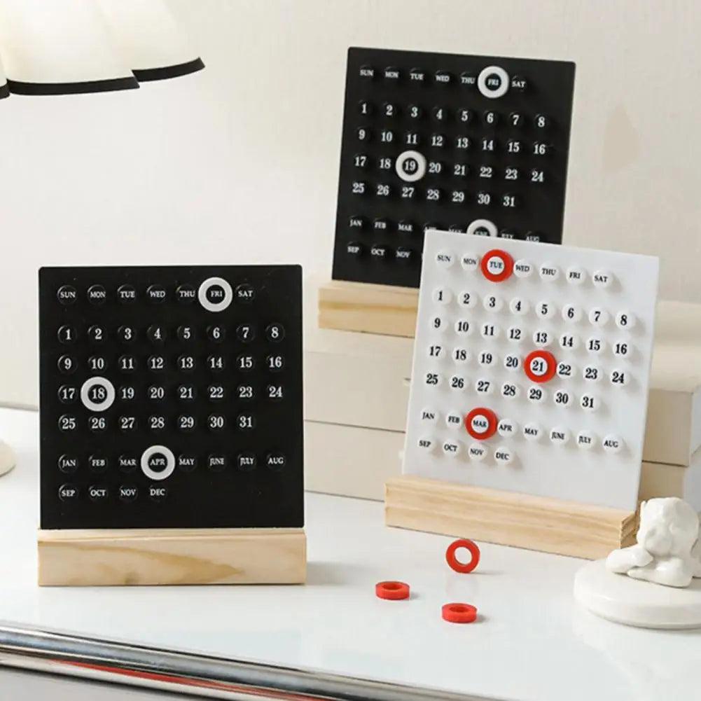 Wooden Stand Calendar | Minimalist Circle Ornament Decor