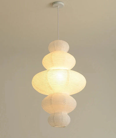 Japanese Rice Paper Pendant - Wabi-Sabi Ceiling Lamp with Adjustable Wire