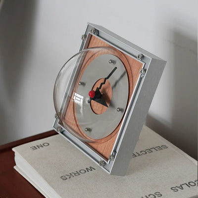 Vintage Aluminum Clock | Retro Wooden & Geometric Style