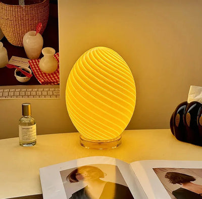 Retro Glass Table Lamp | Soft Glow Lighting, USB Corded