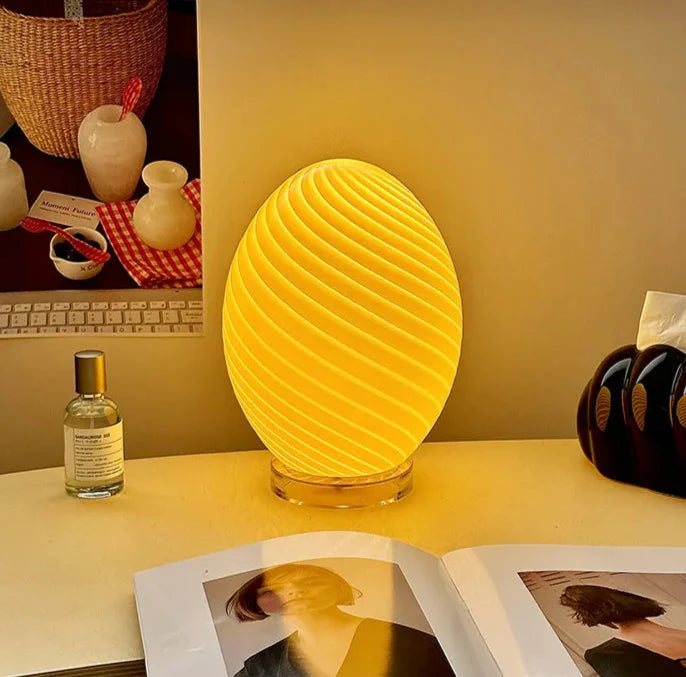 Retro Glass Table Lamp | Soft Glow Lighting, USB Corded