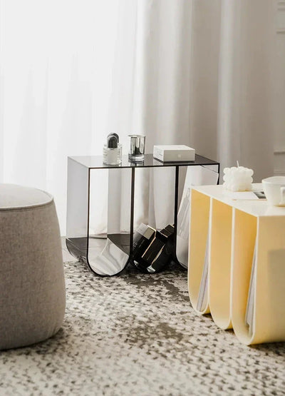 Acrylic Multipurpose Table - Embossed Design Clear Acrylic Side Table