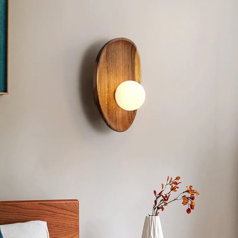 Japanese Wooden Wall Lamp | Traditional Solid Wood Lighting