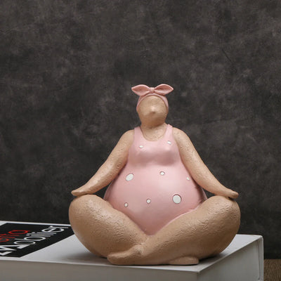 Yoga Fat Lady Ornament - Body Positivity Sculpture Accent