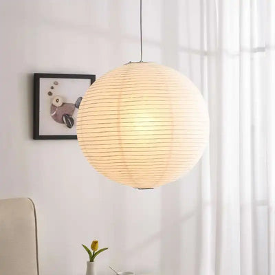 Rice Paper Pendant Lamp - Japanese Ceiling Light Fixture With Adjustable Wire
