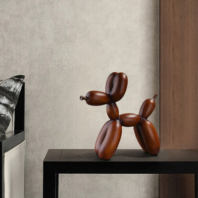 Dog Art Sculpture - Wood Grain Resin Figurine