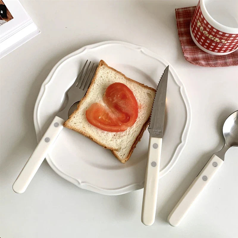 Stainless Steel Dinnerware Retro Ivory Classic Set - Durable Elegant Plates