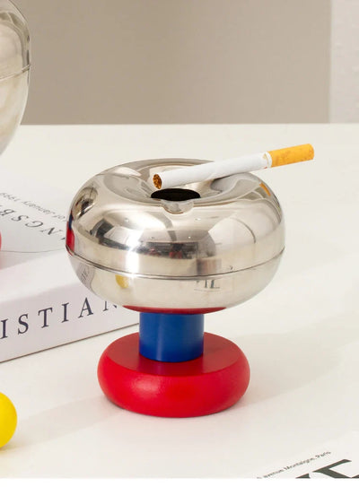 Stainless Steel Ashtray - Retro Ball Design, Small & Durable