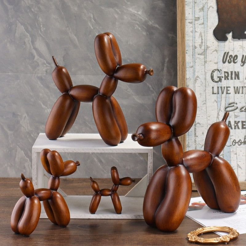 Dog Art Sculpture - Wood Grain Resin Figurine