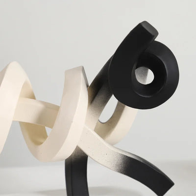 Twisted Siamese Cat Sculpture - Abstract Minimalism Resin Figurine