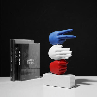 Rock Paper Scissor Sculpture – Hand Crafted Marble Surface Decor