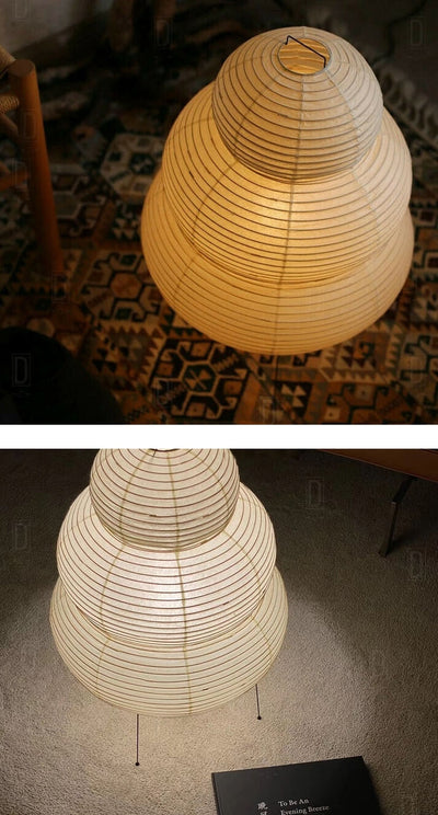Japanese Floor Lantern – Curvy Wabi-Sabi Decor Lamp