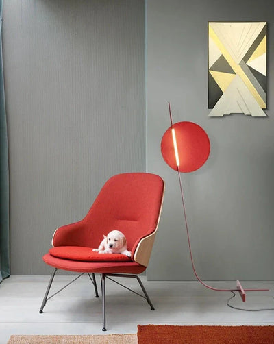 Red Floor Lamp - Nordic Bent Metal Frame Light