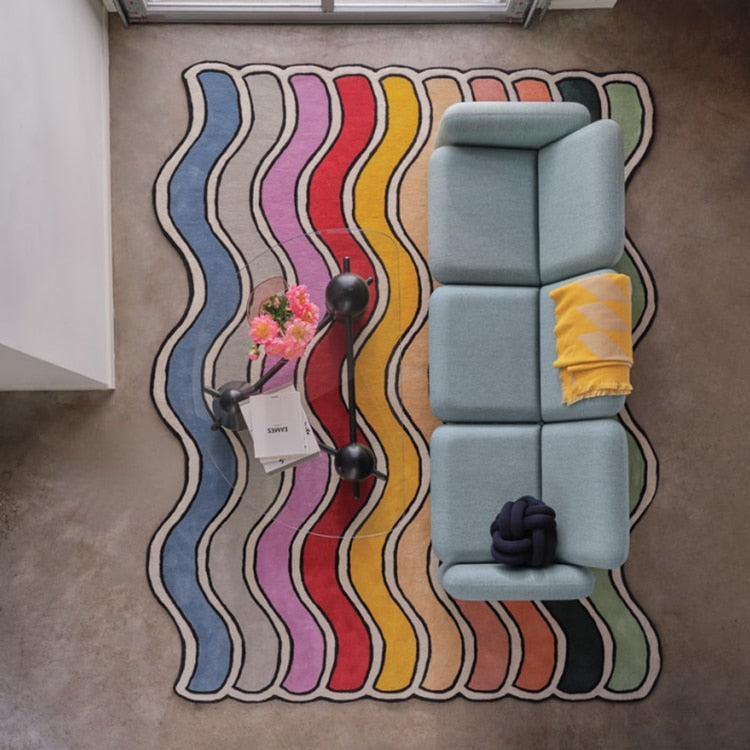 Rainbow Fluffy Carpet - Irregular Shaped Soft Rug
