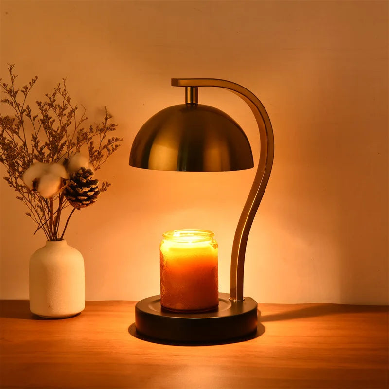 Golden Candle Warmer - Retro Curved Bar Stand Metal Lamp