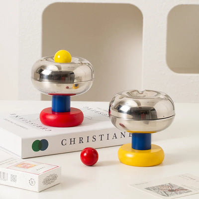 Stainless Steel Ashtray - Retro Ball Design, Small & Durable