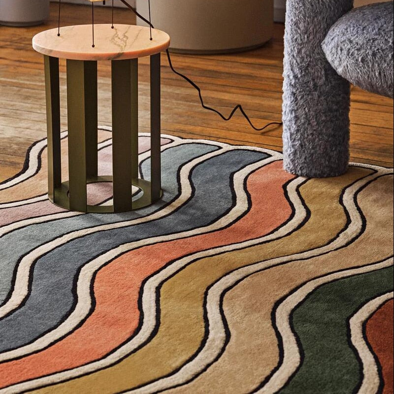 Rainbow Fluffy Carpet - Irregular Shaped Soft Rug
