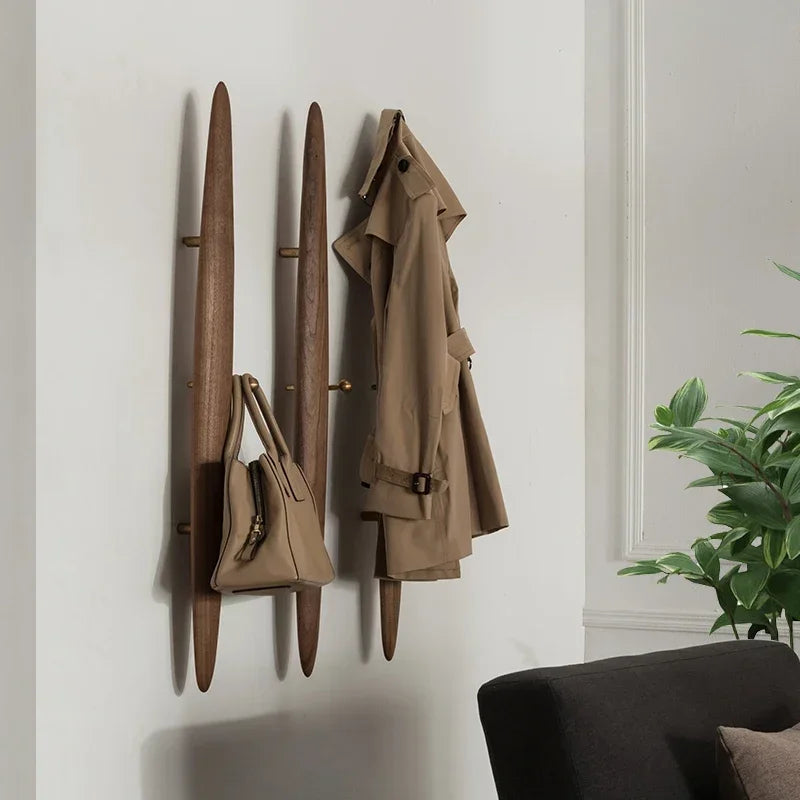 Solid Wood Coat Rack - Vintage Japanese Oak Wall Hanger