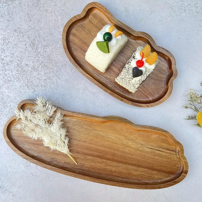 Acacia Wood Tray - Handcrafted Irregular Shape Serving Board