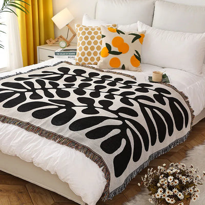 Retro Vine Throw Blanket – Soft Cozy Cotton Blend 51x63 Inches