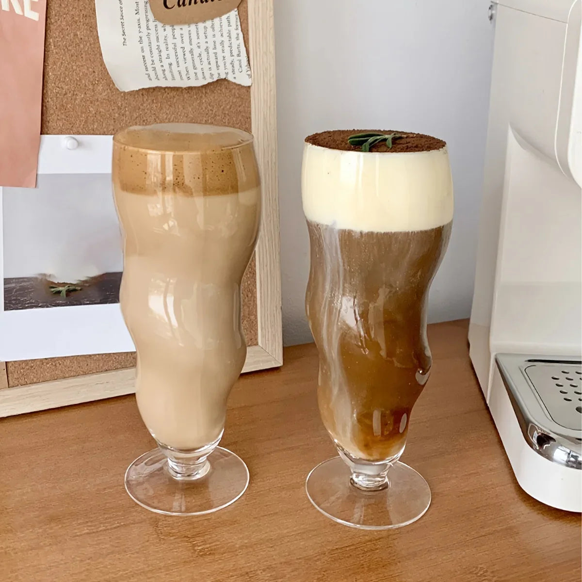 Wavy Cone Glass Cup - Stylish Durable Beverage Glass