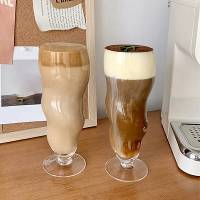 Wavy Cone Glass Cup - Stylish Durable Beverage Glass