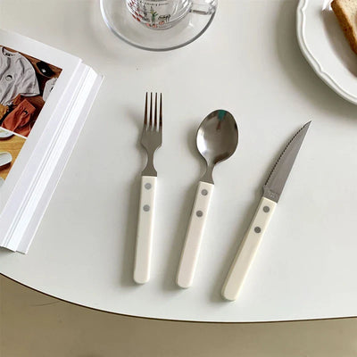 Stainless Steel Dinnerware Retro Ivory Classic Set - Durable Elegant Plates
