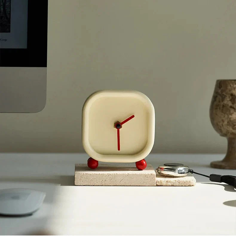 Red Ball Desk Clock - Minimalist Modern ABS