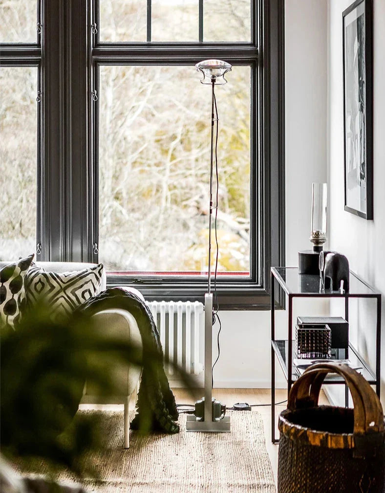 Industrial Floor Lamp - Danish Metal Halogen Corded Light
