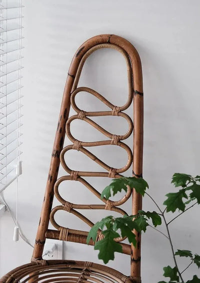Japanese Rattan Chair – Handcrafted High Back Wood & Rattan Seating