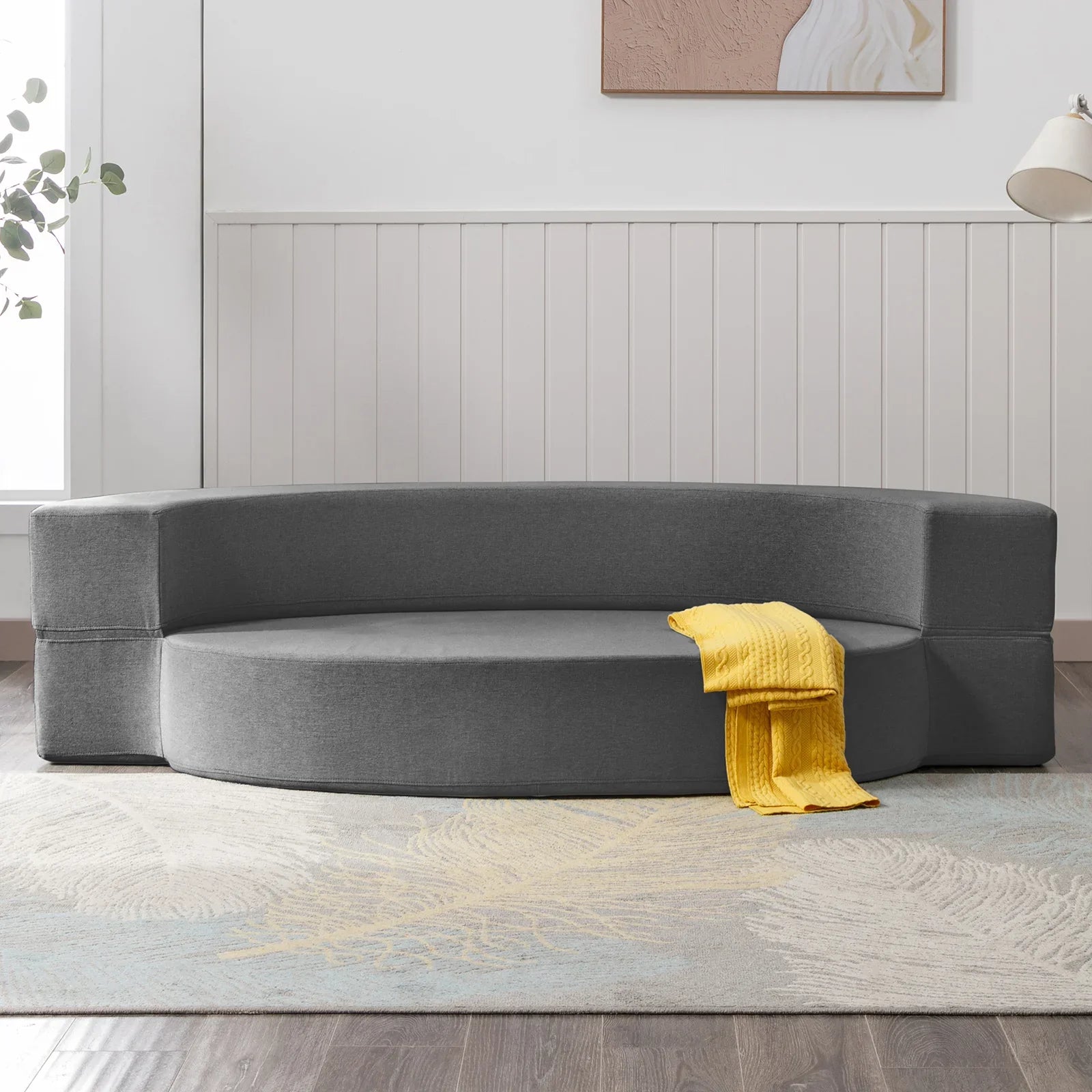 Foldable Lounge Sofa – Linen Foam Oval Seating