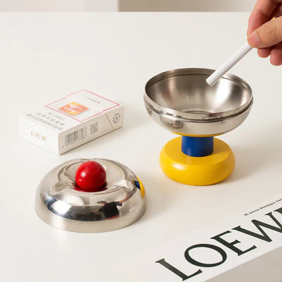 Stainless Steel Ashtray - Retro Ball Design, Small & Durable
