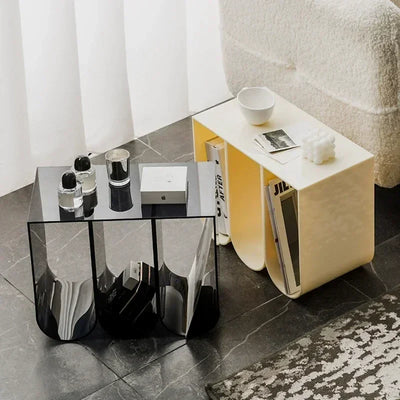 Acrylic Multipurpose Table - Embossed Design Clear Acrylic Side Table