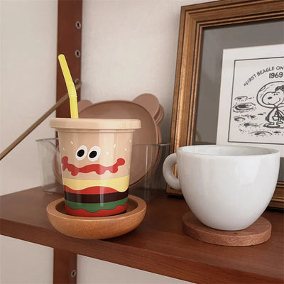 Wooden Burger Coasters - Magnetic Drink Set
