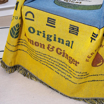 Kombucha Throw Blanket – Soft Cotton Retro Design
