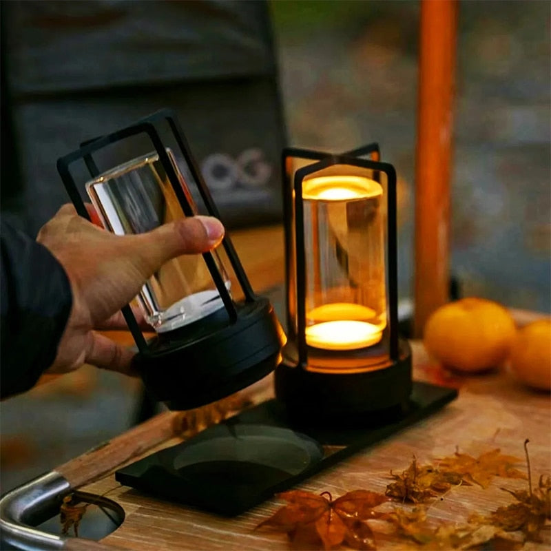 Cordless LED Table Lamp - Retro Bar Lamp Metal Dimmable