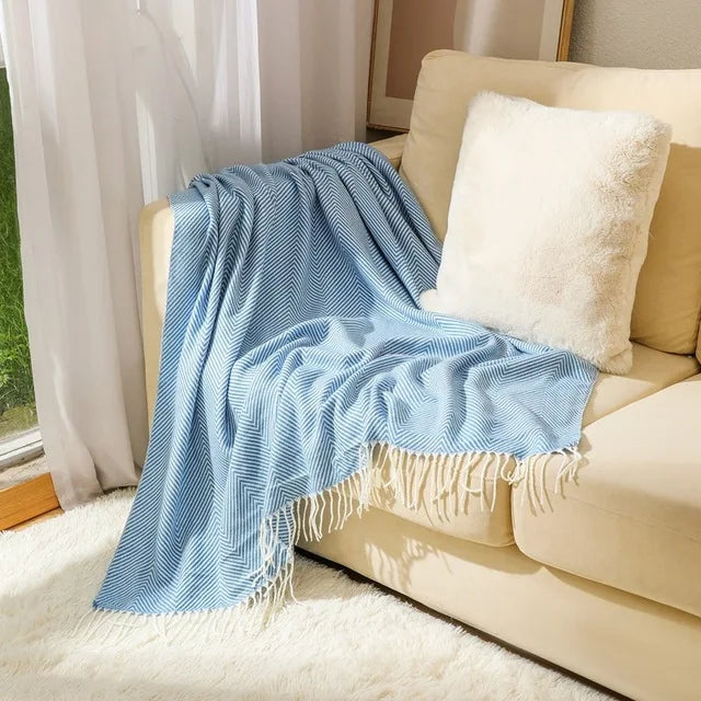 Jacquard Throw Blanket | Modern Striped Geometric Design