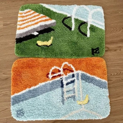 Hand Crafted Bath Mat – Plush Swimming Pool Design