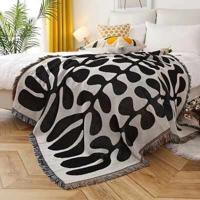 Retro Vine Throw Blanket – Soft Cozy Cotton Blend 51x63 Inches